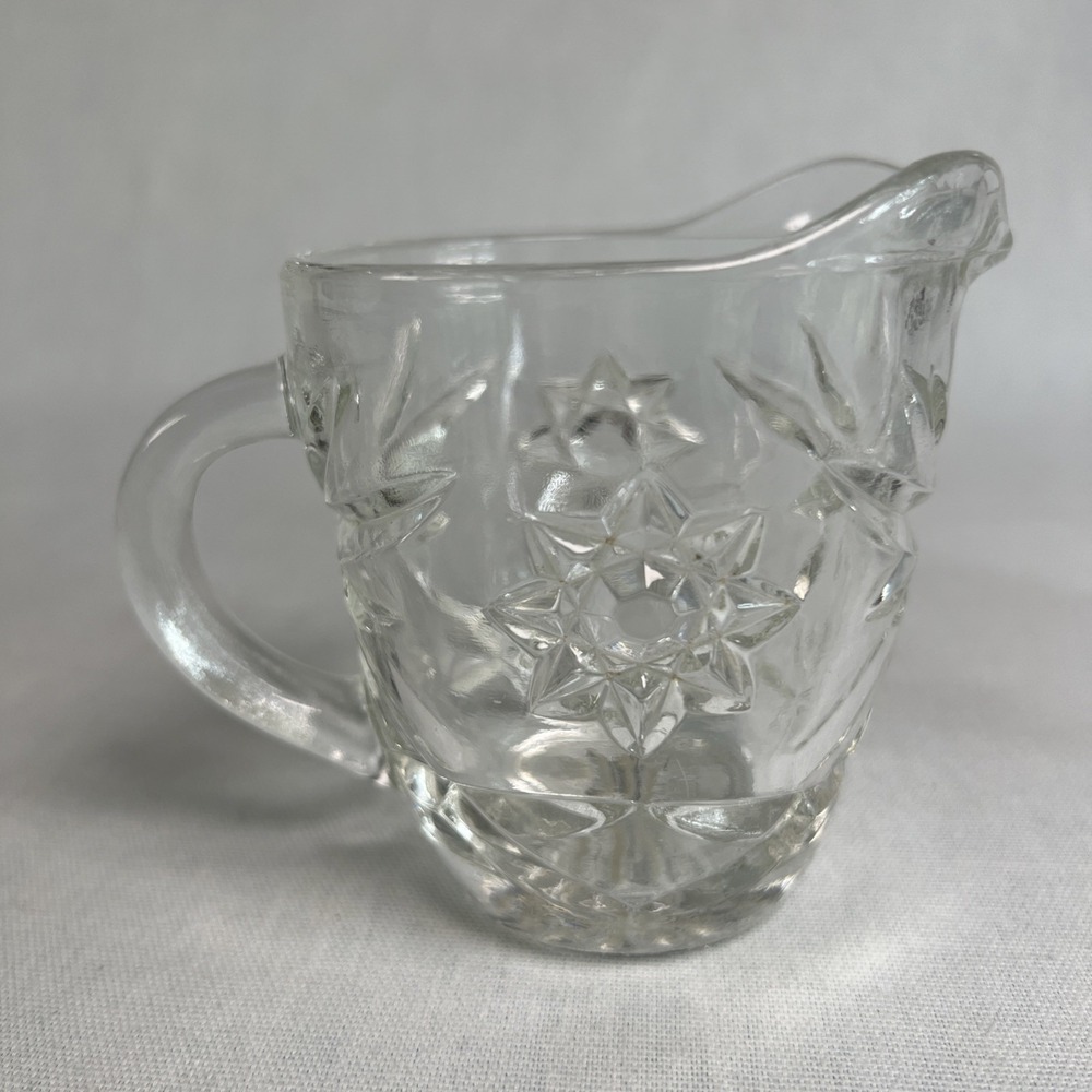 Anchor Hocking Prescut Clear Star of David Covered Sugar Bowl and Creamer Set - Picture 5 of 14
